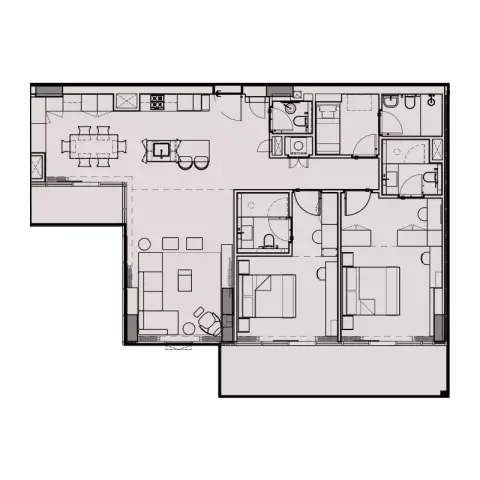 Plattegrond van 2 slaapkamers in Wynwood by Imtiaz