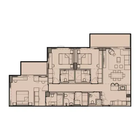 Plattegrond van 3 slaapkamers in Wynwood by Imtiaz