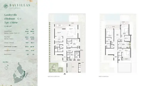 Plattegrond van 4 slaapkamers in Bay Villas Dubai Islands
