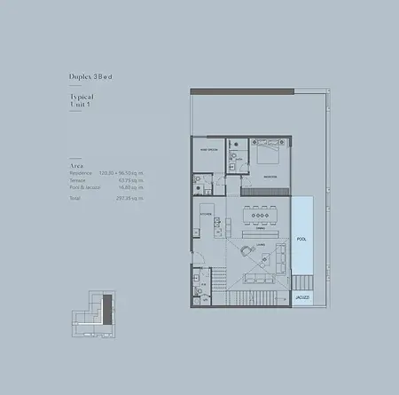 Plattegrond van 3 slaapkamers in AB Cavalier at JVC