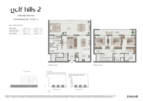 Plattegrond van 3 slaapkamers in Golf Hills 2 at Emaar South