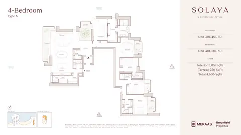 Plattegrond van 4 slaapkamers in Solaya at La Mer