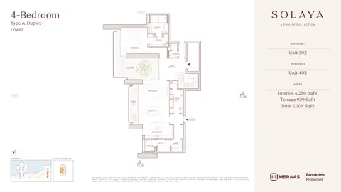 Plattegrond van 4 slaapkamers in Solaya at La Mer