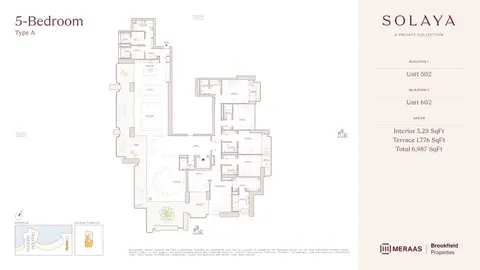 Plattegrond van 5 slaapkamers in Solaya at La Mer