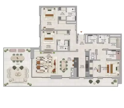 Plattegrond van 3 slaapkamers in Neon Tower