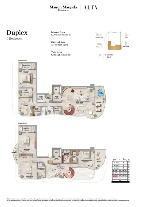 Plattegrond van 3 slaapkamers in Maison Margiela Residences