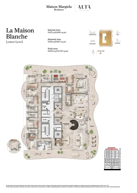 Plattegrond van 5 slaapkamers in Maison Margiela Residences