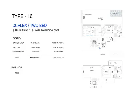 Plattegrond van 2 slaapkamers in Vue by Crystal Bay