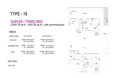 Plattegrond van 3 slaapkamers in Vue by Crystal Bay