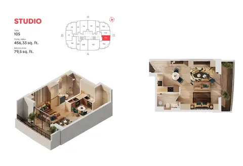Plattegrond van Studio in MAG 777 Dubai