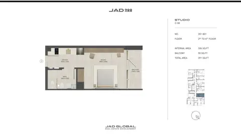 Plattegrond van Studio in Jad 288 at Al Satwa
