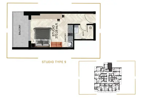 Plattegrond van Studio in Empire Residence at JVC