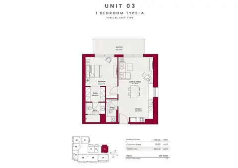 Plattegrond van 1 slaapkamer in Hadley Heights JVC