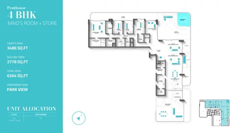 Plattegrond van 4 slaapkamers in Reef 997 Residences at Dubai Islands