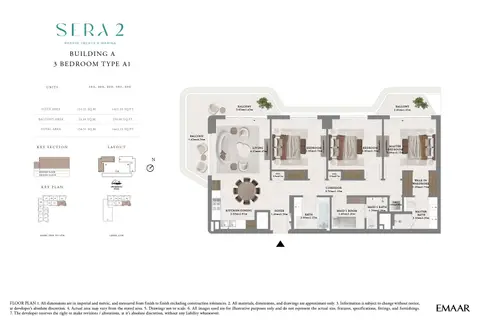 Plattegrond van 3 slaapkamers in SERA 2 at Rashid Yachts and Marina