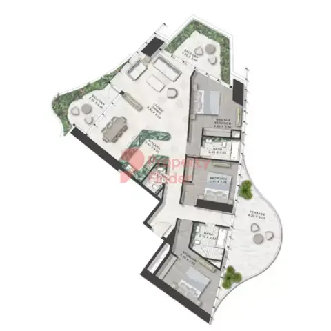 Plattegrond van 3 slaapkamers in Safa One By Damac