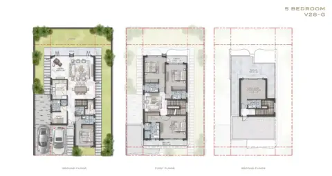 Plattegrond van 5 slaapkamers in Gems Estates phase 2 By Damac