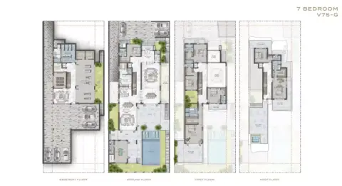 Plattegrond van 7 slaapkamers in Gems Estates phase 2 By Damac