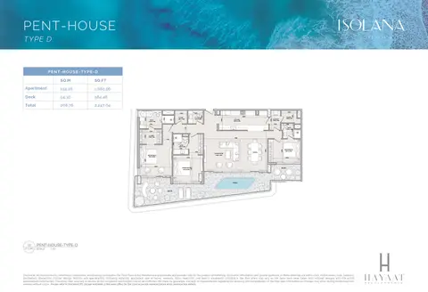 Plattegrond van 3 slaapkamers in Isolana Residences Dubai Islands