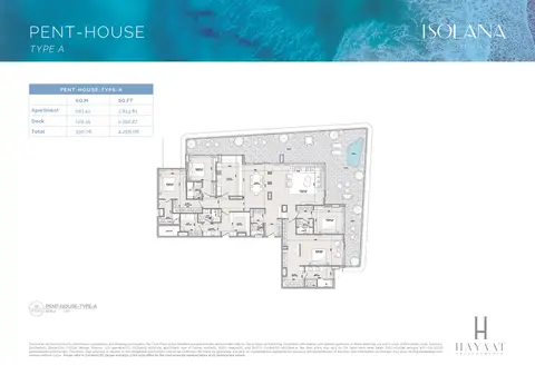 Plattegrond van 4 slaapkamers in Isolana Residences Dubai Islands