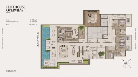 Plattegrond van 5 slaapkamers in Omoria Hotel Residences at Dubai Islands