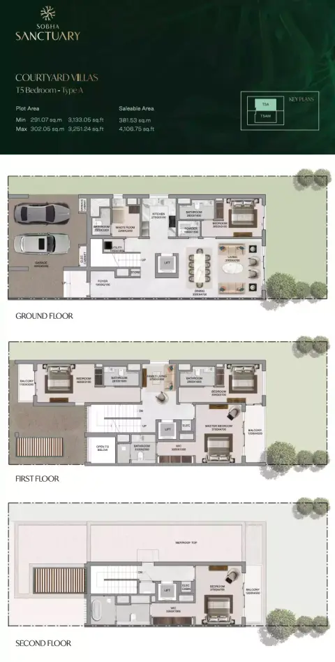 Plattegrond van 5 slaapkamers in Sobha Sanctuary
