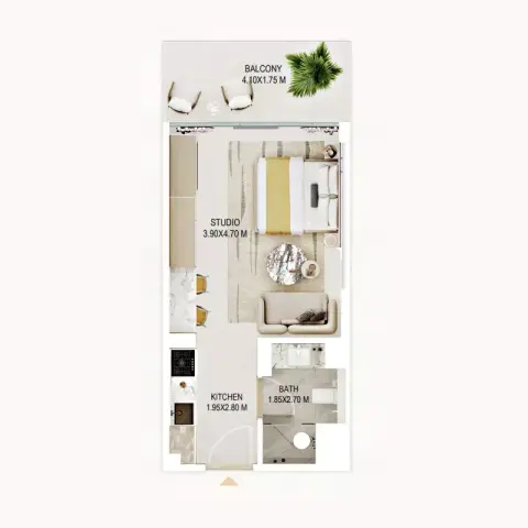 Plattegrond van Studio in Rabdan Gardens