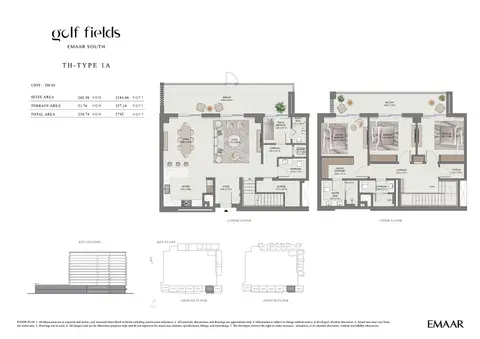 Plattegrond van 3 slaapkamers in Golf Field at Emaar South