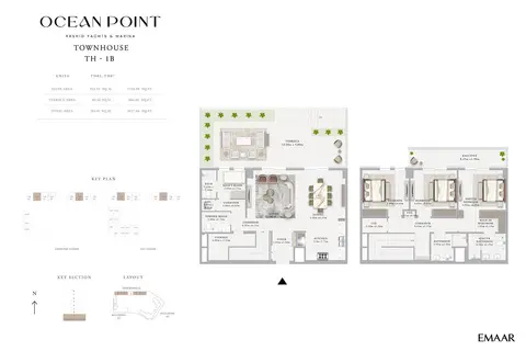 Plattegrond van 3 slaapkamers in Emaar Ocean Point Mina Rashid
