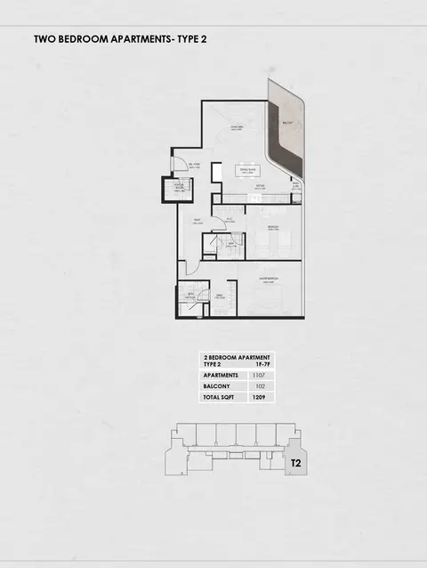 Plattegrond van 2 slaapkamers in Wadi 645 by Greenside