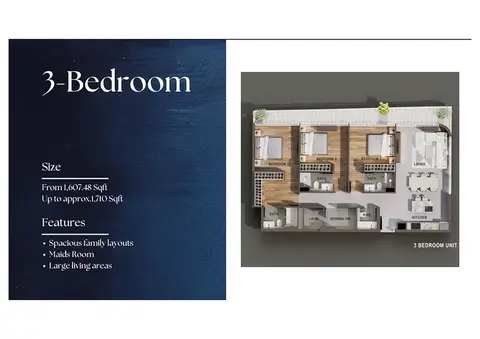Plattegrond van 3 slaapkamers in Legacy Heights at Dubai South