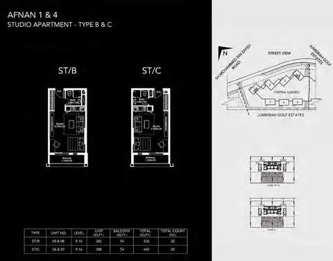 Plattegrond van Studio in Midtown by Deyaar