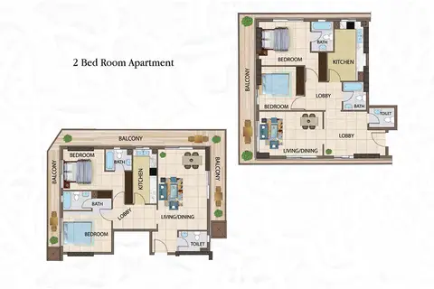 Plattegrond van 2 slaapkamers in Arabian Gate