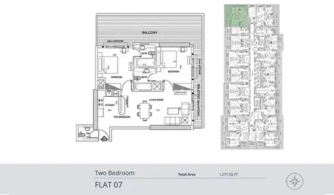 Plattegrond van 2 slaapkamers in Elite Business Bay