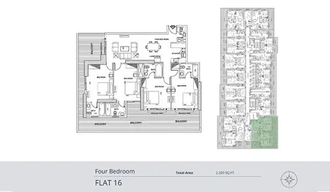 Plattegrond van 4 slaapkamers in Elite Business Bay