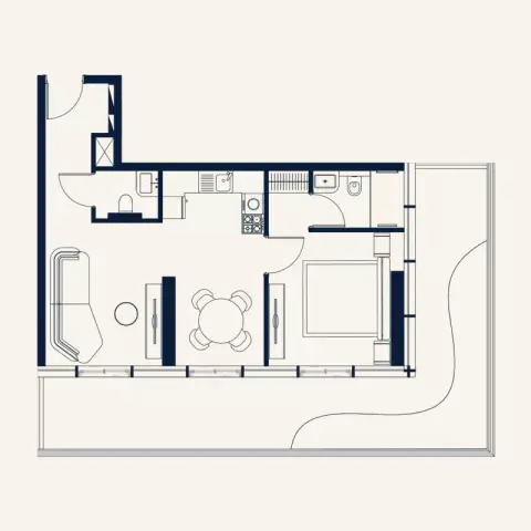 Plattegrond van 1 slaapkamer in Trussardi Residences Phase 2 By Mira Developments