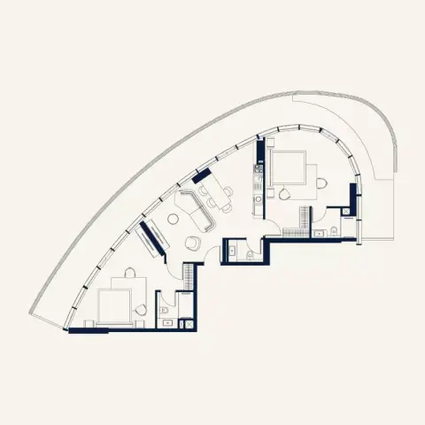 Plattegrond van 2 slaapkamers in Trussardi Residences Phase 2 By Mira Developments