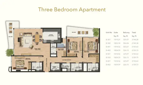 Plattegrond van 3 slaapkamers in Gemini Splendor
