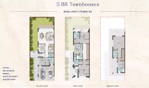Plattegrond van 5 slaapkamers in Damac Riverside