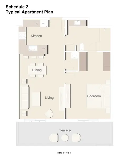 Plattegrond van 1 slaapkamer in Eaton Place