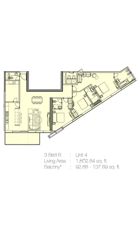 Plattegrond van 3 slaapkamers in Marquise Square