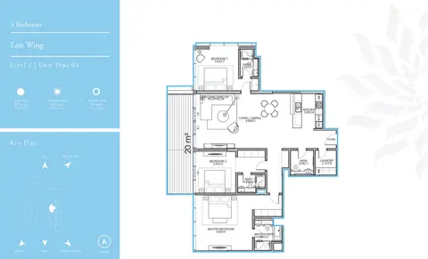 Plattegrond van 3 slaapkamers in Serenia Residences
