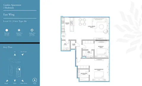 Plattegrond van 2 slaapkamers in Serenia Residences