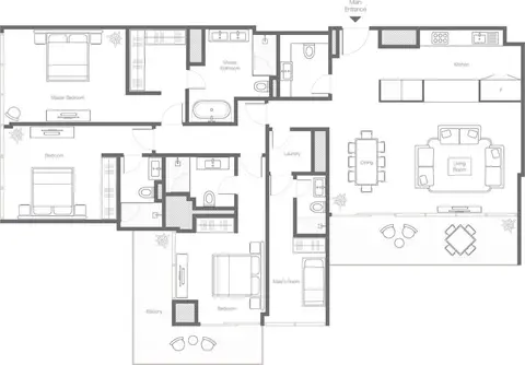 Plattegrond van 3 slaapkamers in Banyan Tree Residences
