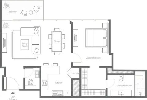Plattegrond van 1 slaapkamer in Banyan Tree Residences