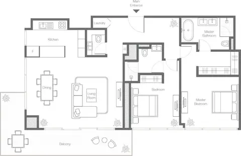 Plattegrond van 2 slaapkamers in Banyan Tree Residences