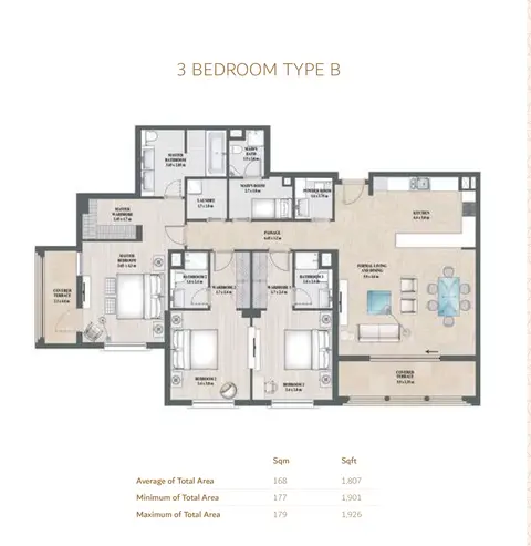 Plattegrond van 3 slaapkamers in Alandalus
