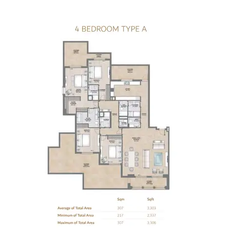 Plattegrond van 4 slaapkamers in Alandalus