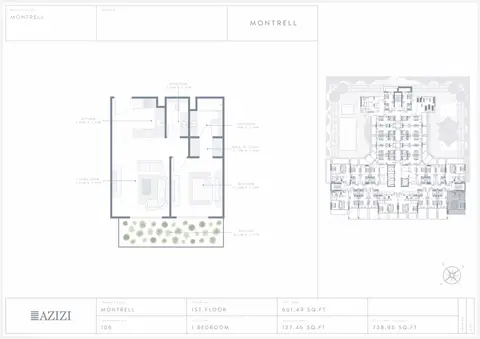 Plattegrond van 1 slaapkamer in Azizi Montrell