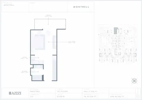 Plattegrond van Studio in Azizi Montrell